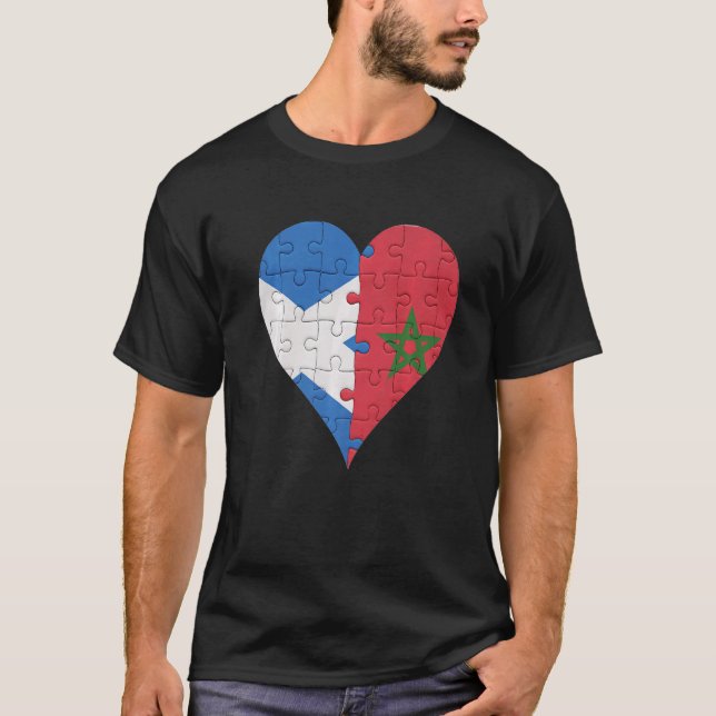 T-shirt Drapeau écossais marocain Coeur (Devant)
