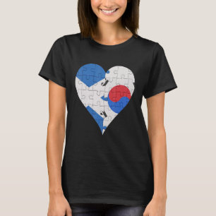 T-shirt Drapeau écossais sud-coréen Coeur