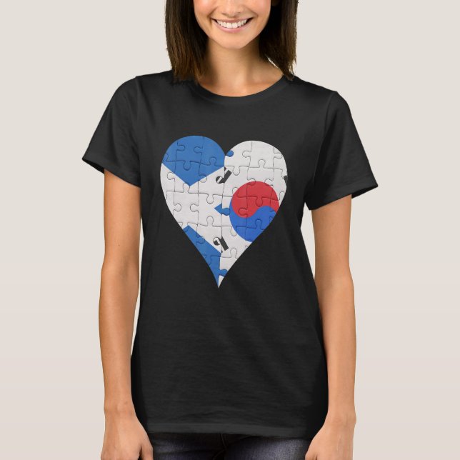 T-shirt Drapeau écossais sud-coréen Coeur (Devant)