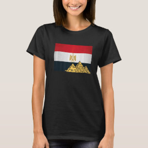 T-shirt Drapeau Égyptien Avec Les Pyramides Gizeh Egyptolo