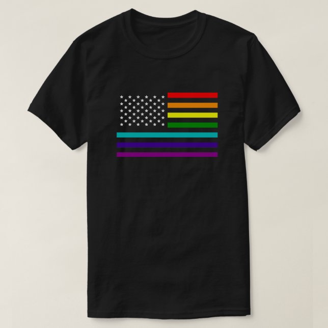 T-SHIRT DRAPEAU EN COULEUR D'ÉGALITÉ DES ÉTATS-UNIS (Design devant)