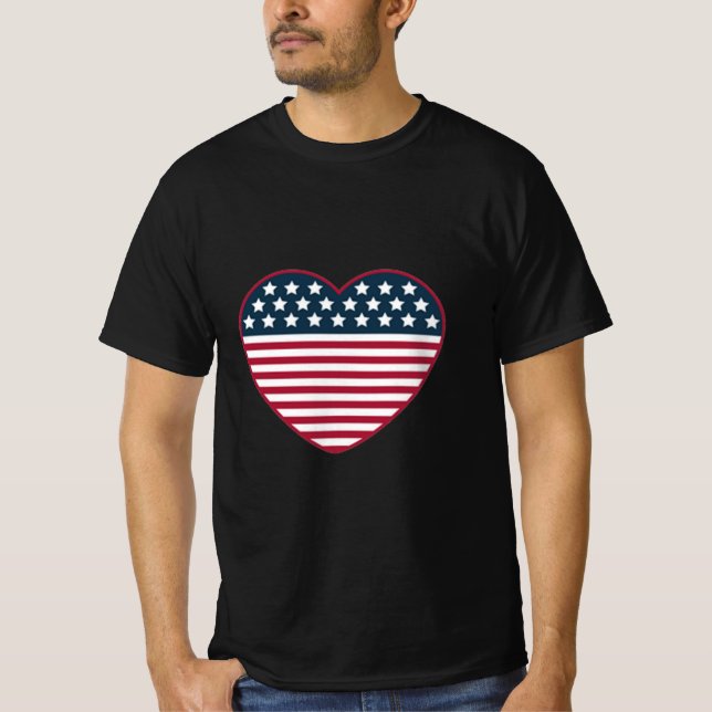 T-shirt Drapeau en forme de coeur américain (Devant)