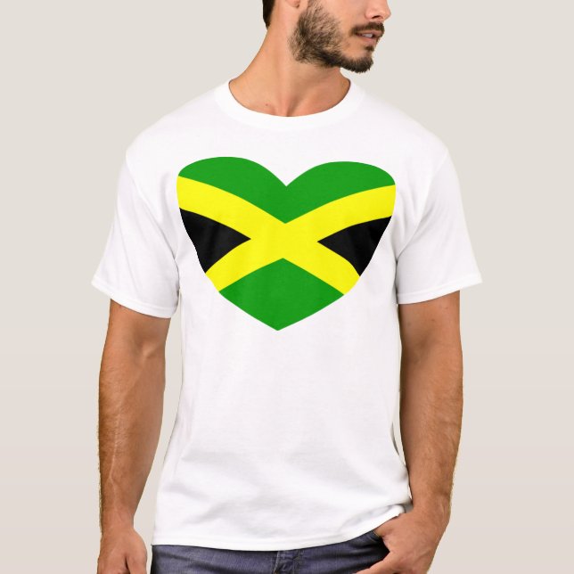 T-shirt Drapeau en forme de coeur de la Jamaïque (Devant)