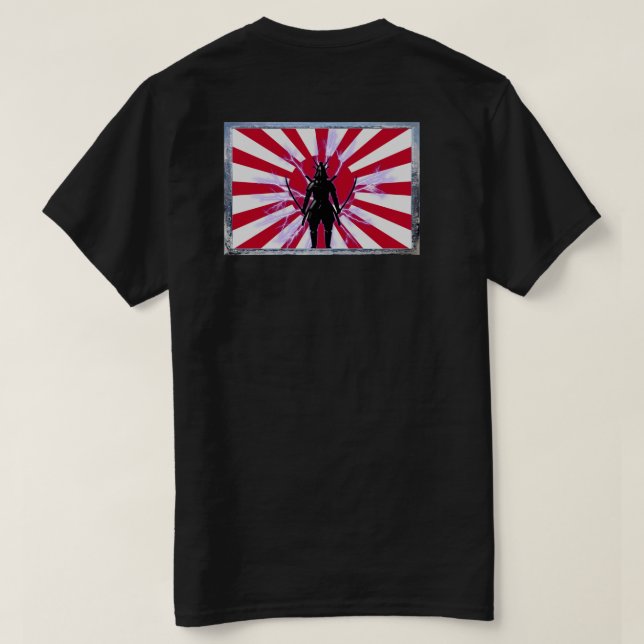T-shirt Drapeau encadré japonais & Soleil Levant Samurai G (Design dos)