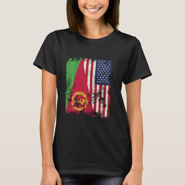 T-shirt Drapeau Erythrée USA - Demi-Américain (Devant)