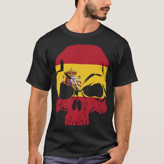 T-shirt Drapeau Espagne Crâne Barcelone Espagne Catalogne  (Devant)