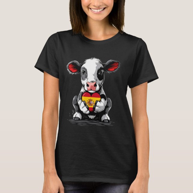 T-shirt Drapeau Espagne Vache Mignonne Fierté Espagnole Es (Devant)