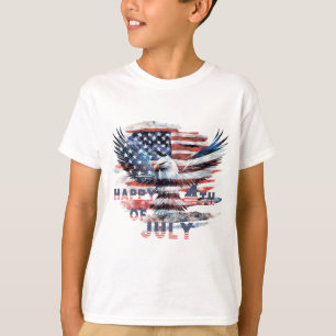T-shirt Drapeau et aigle des États-Unis. 4 juillet.
