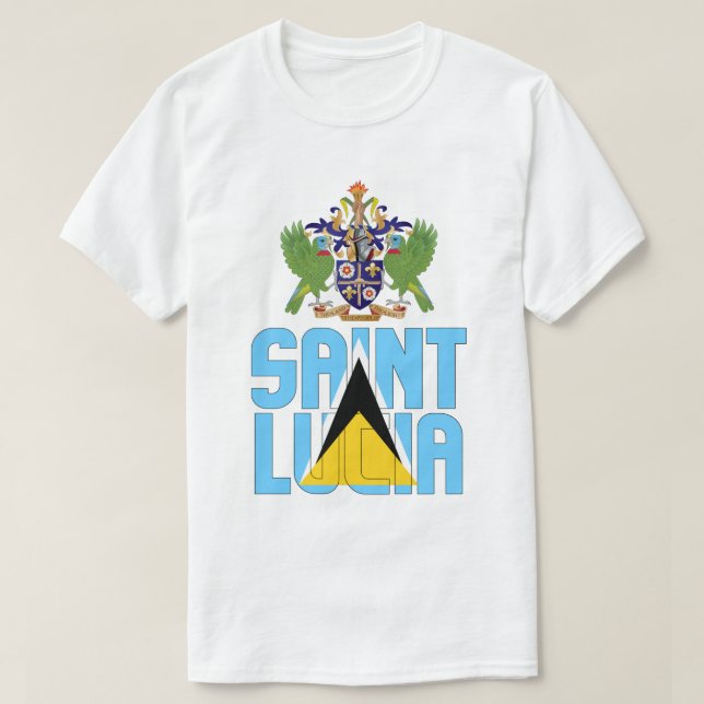 T-shirt Drapeau et blason de Sainte-Lucie Patriotique (Design devant)