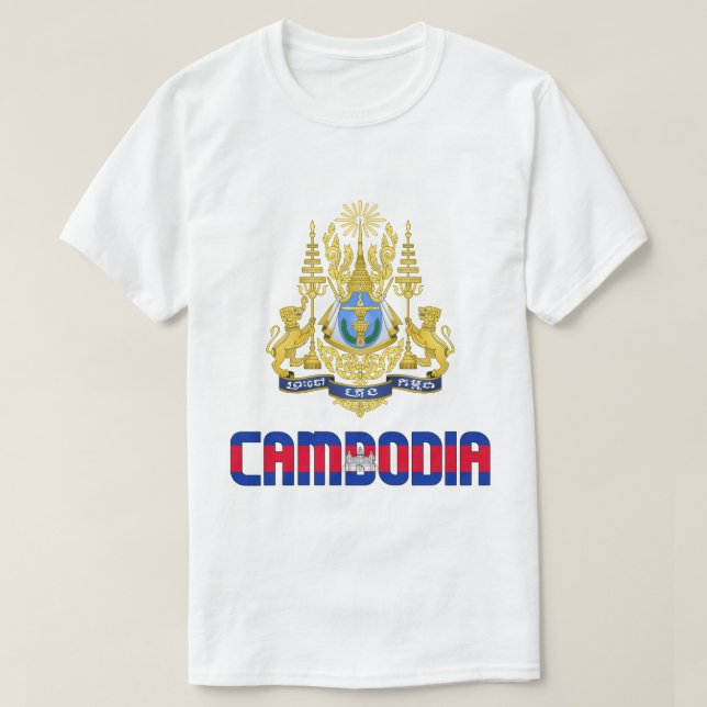 T-shirt Drapeau et blason du Cambodge Patriotique (Design devant)