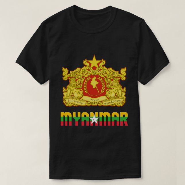 T-shirt Drapeau et blason du Myanmar Patriotique (Design devant)