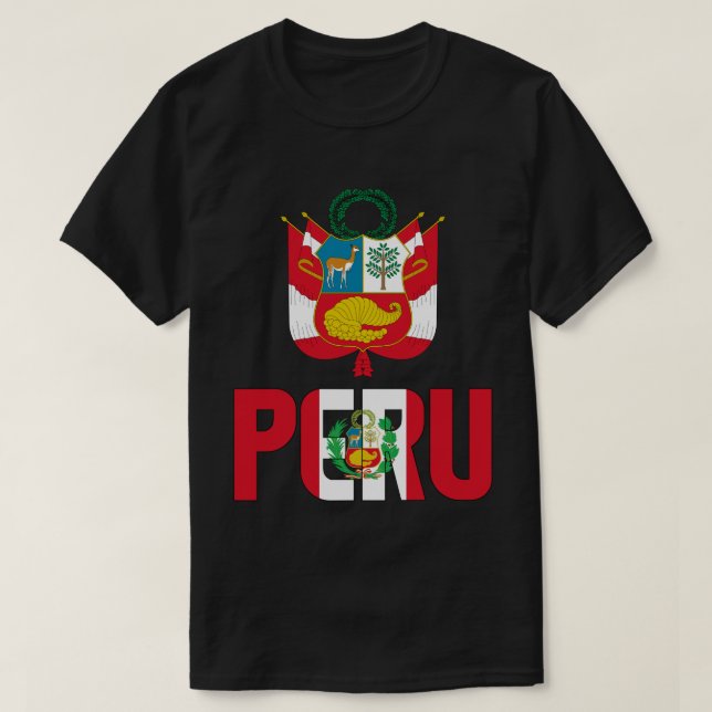 T-shirt Drapeau et blason du Pérou Patriotique (Design devant)