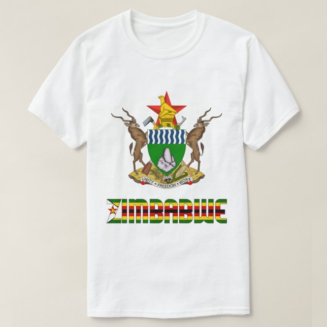 T-shirt Drapeau et blason du Zimbabwe Patriotique (Design devant)