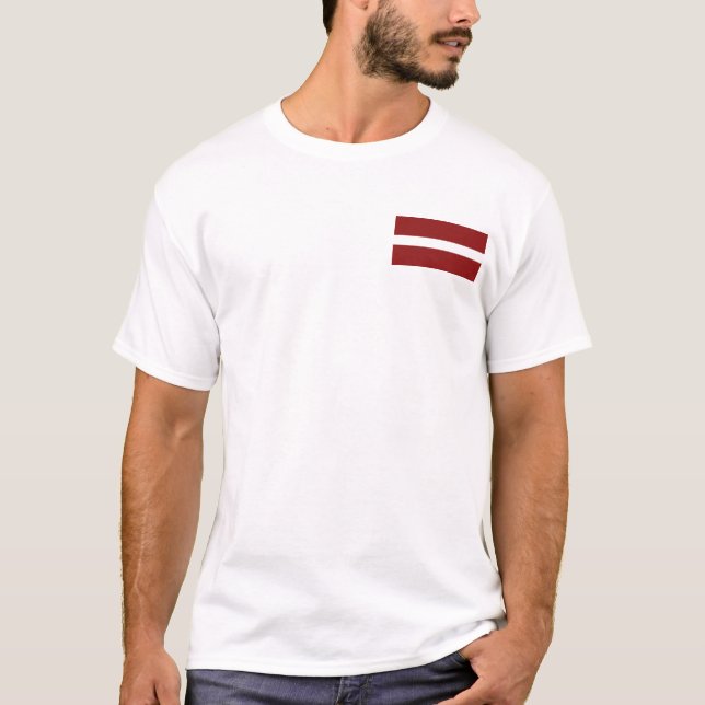 T-Shirt Drapeau et Carte de la Lettonie (Devant)