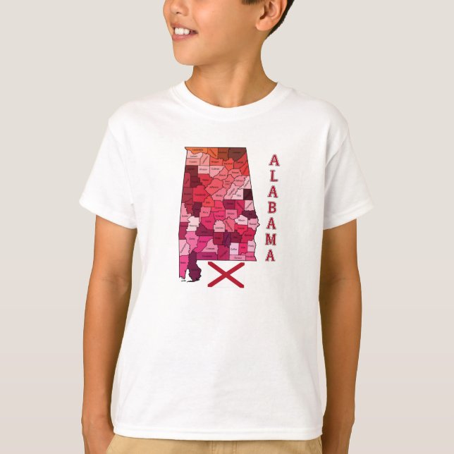 T-shirt Drapeau et carte de l'Alabama (Devant)