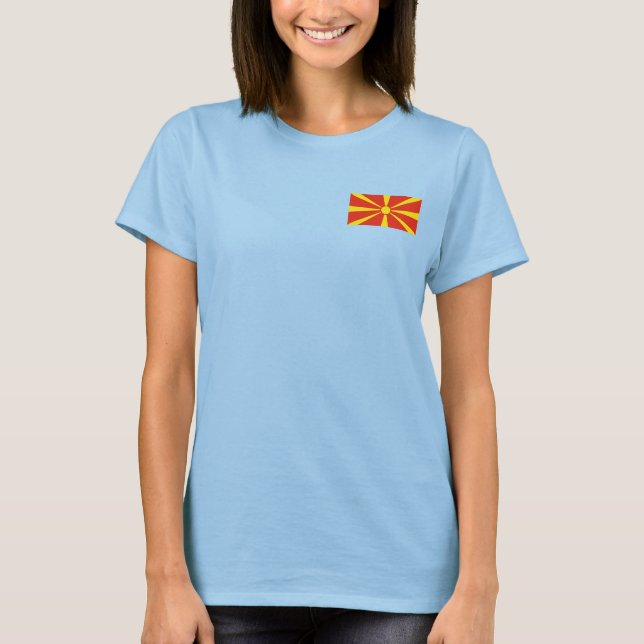 T-Shirt Drapeau et Carte de Macédoine du Nord (Devant)