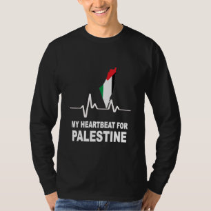 T-shirt Drapeau Et Carte De Palestine Dans Mon Coeur