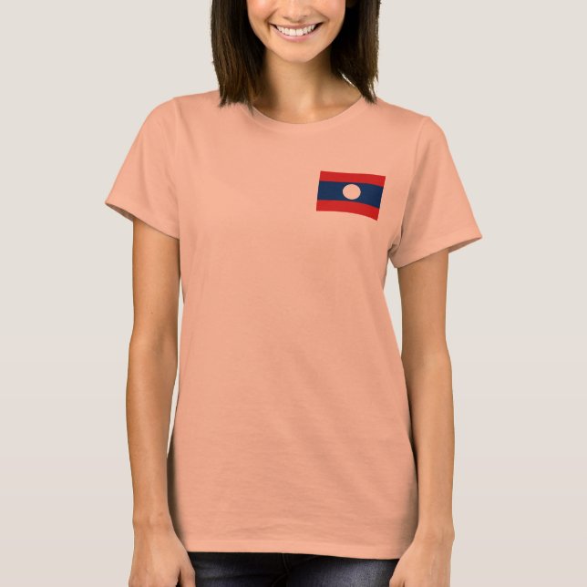 T-Shirt Drapeau et Carte du Laos (Devant)
