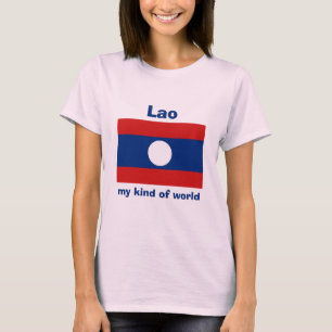 T-Shirt Drapeau et Carte du Laos avec Texte