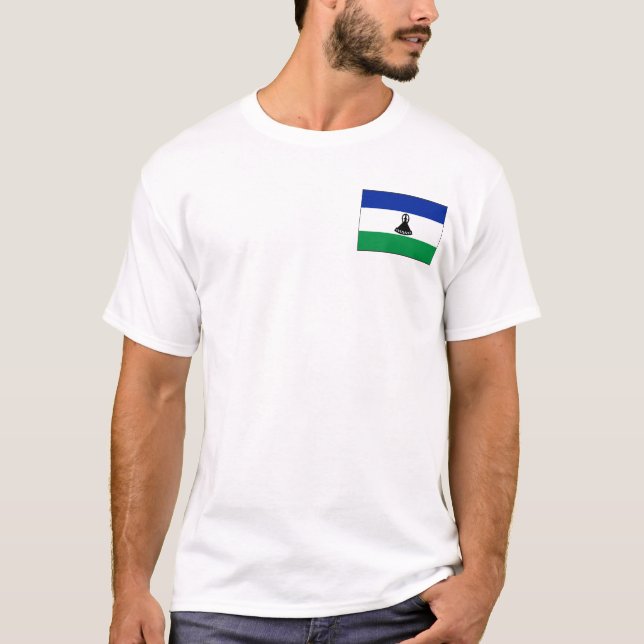 T-Shirt Drapeau et Carte du Lesotho (Devant)