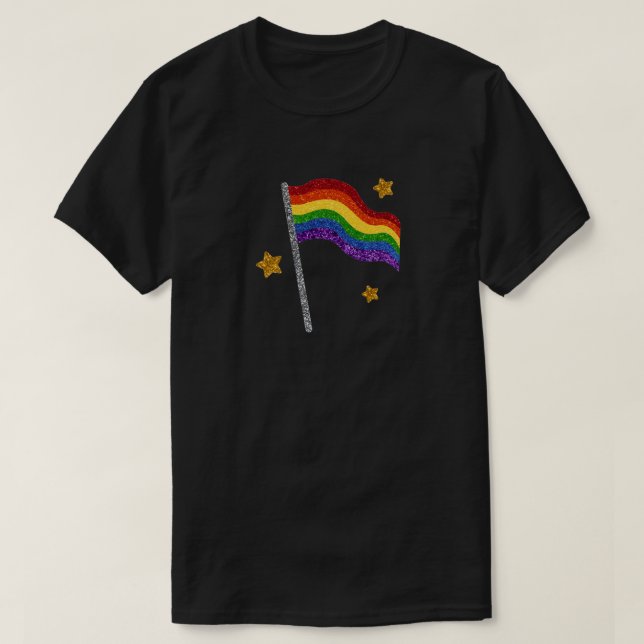 T-shirt Drapeau et étoiles de la Parties scintillant LGBT  (Design devant)