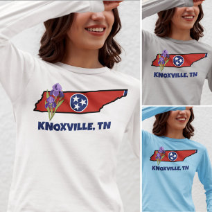 T-shirt Drapeau et fleur du Tennessee Iris pourpre Texte p