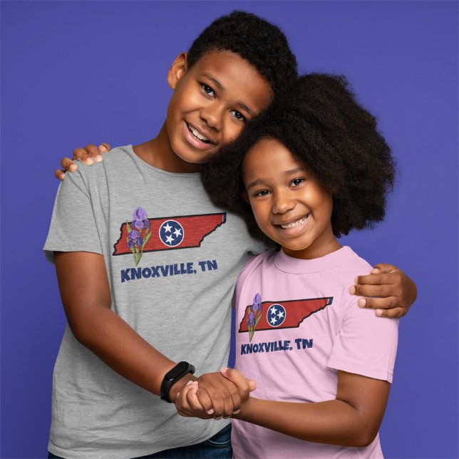 T-shirt Drapeau et fleur du Tennessee Iris pourpre Texte p (Créateur téléchargé)