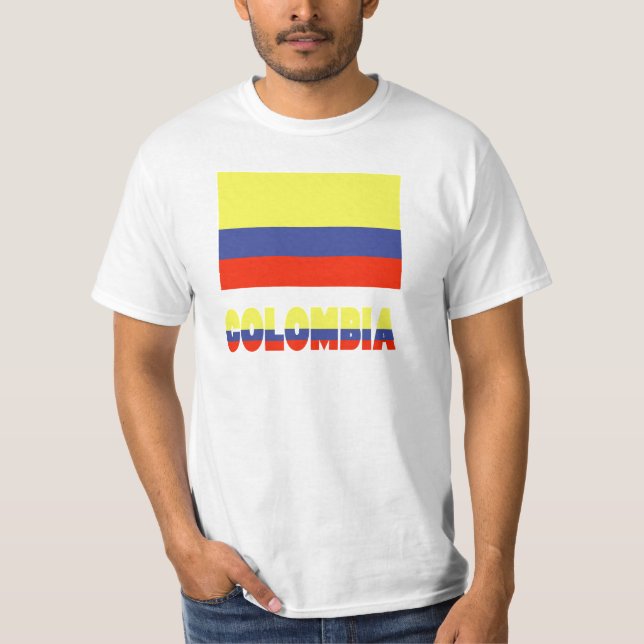 T-shirt Drapeau et nom de Colombie (Devant)