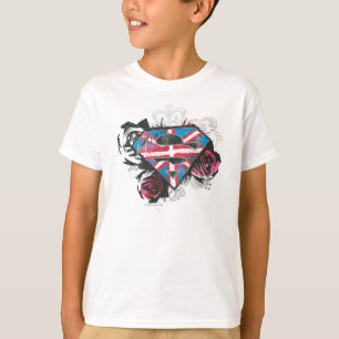 T-shirt Drapeau et roses britanniques de Supergirl