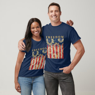T-shirt Drapeau et tournesols texte personnalisé