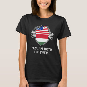 T-shirt Drapeau États-Unis Hongrie Homme Moitié Américain