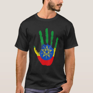 T-shirt Drapeau Éthiopie Vintage Main Addis Abeba Afrique