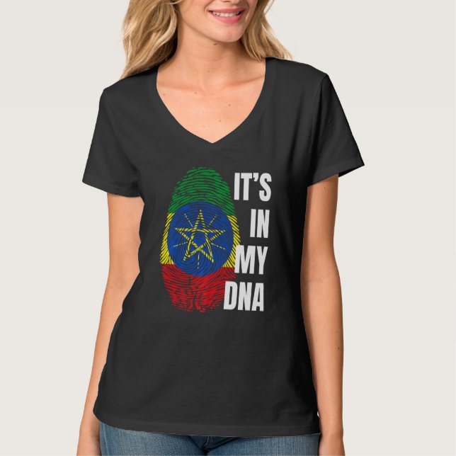 T-shirt Drapeau éthiopien Adn empreintes digitales Mois de (Devant)
