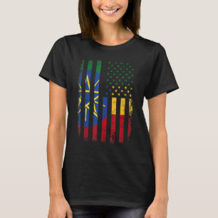 T-shirt Drapeau éthiopien Américain Éthiopie Racines Ethio