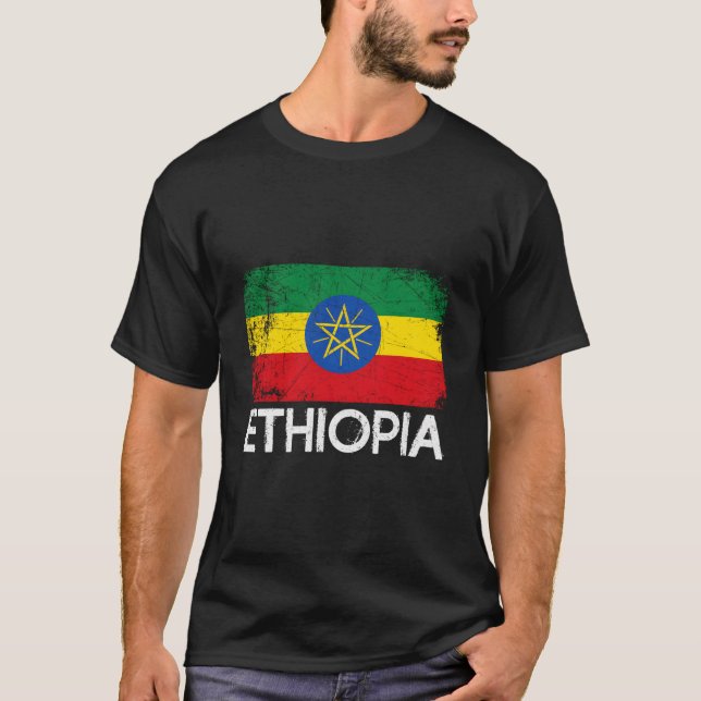 T-shirt Drapeau Éthiopien Fabriqué En Éthiopie (Devant)