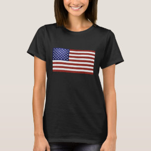 T-shirt Drapeau Faux Rouge Blanc Bleu Cuir USA