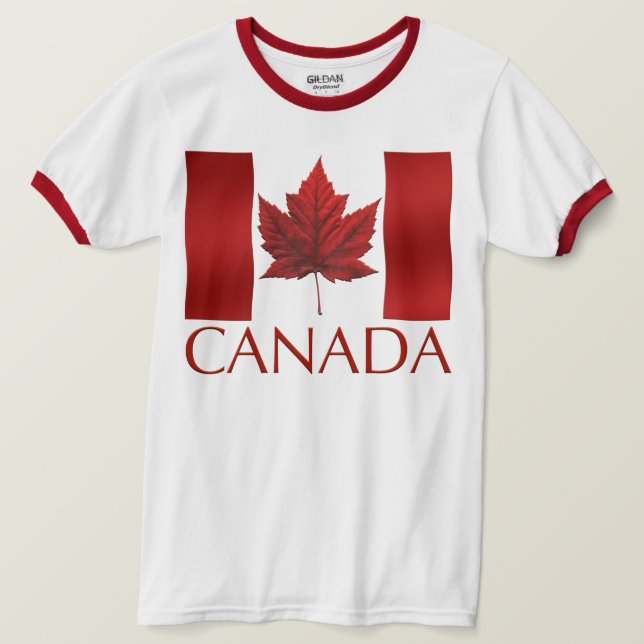 T-shirt Drapeau féminin Canada Chemise Ringer Souv (Design devant)