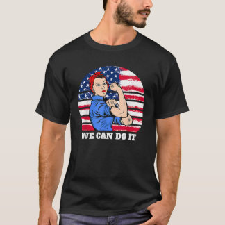 T-shirt Drapeau féministe Rosie Le Riveter Patriotique USA