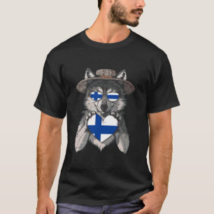 T-shirt Drapeau Finlande Cœur de Loup Fierté Finlandaise F