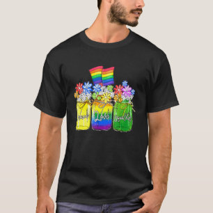 T-shirt Drapeau floral arc-en-ciel LGBT Paix Amour Égalité