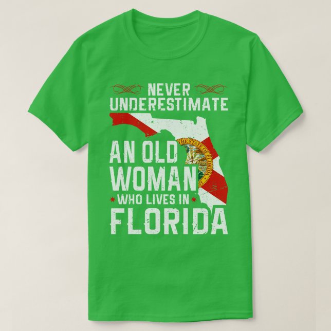 T-shirt Drapeau Floride Accueil Vielle Femme Flo Grosse (Design devant)
