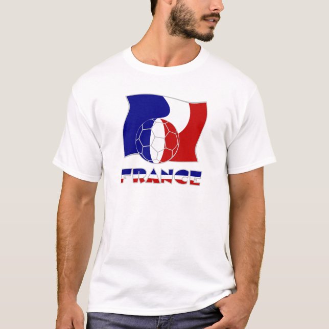 T-shirt Drapeau français avec balle de football (Devant)