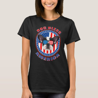 T-shirt Drapeau français Bulldog Bless America Patriotique