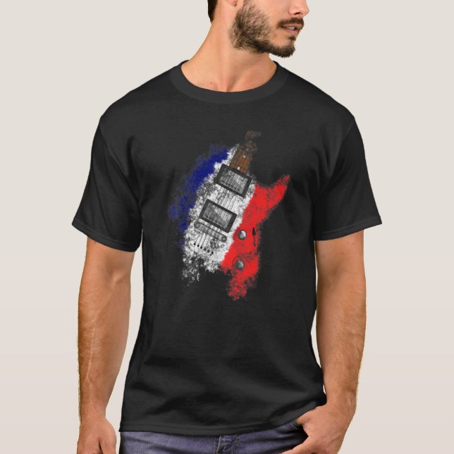 T-shirt Drapeau français de 14 jours Guitare Electrique Gu (Devant)