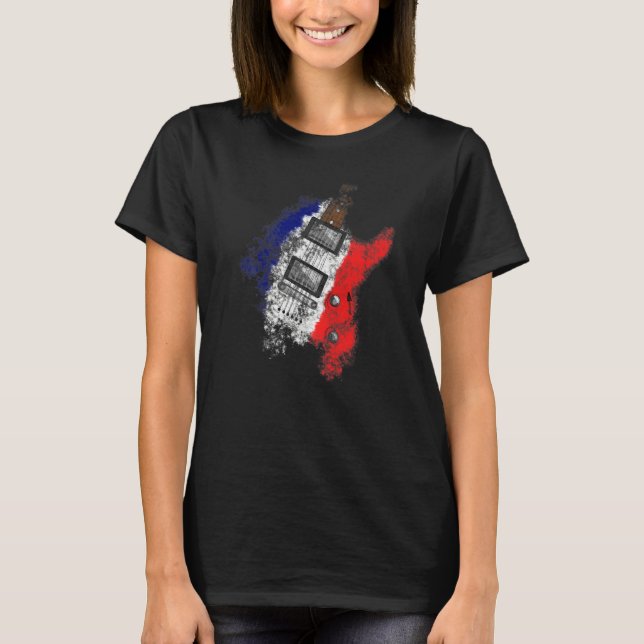 T-shirt Drapeau français de 14 jours Guitare Electrique Gu (Devant)