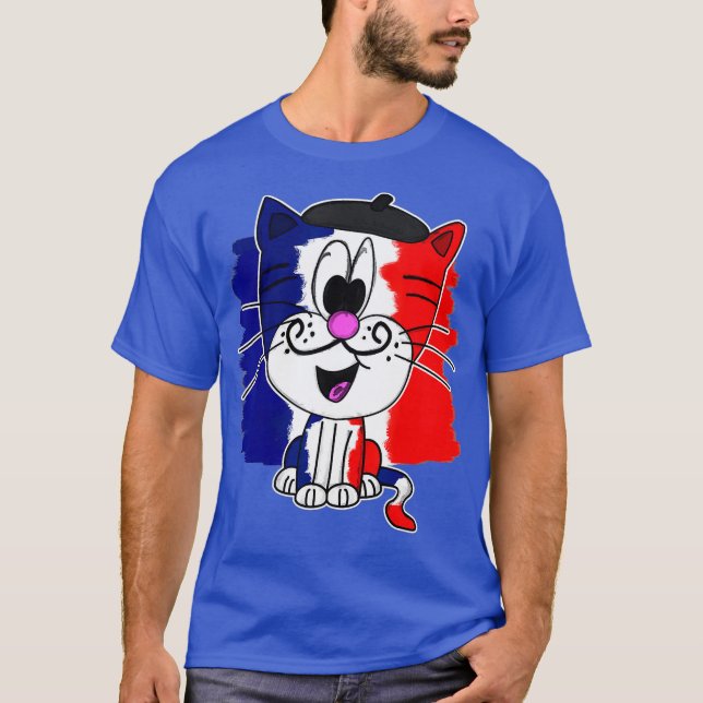 T-shirt Drapeau Français de Chat 14 juillet (Devant)