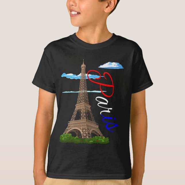 T-shirt Drapeau français de la Tour Eiffel (Devant)