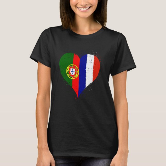 T-shirt Drapeau Français moitié Portugais A France Portuga (Devant)