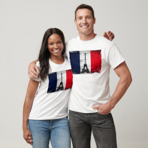 T-shirt Drapeau France Avec Tour Eiffel