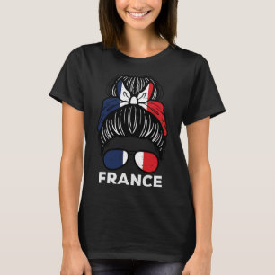 T-shirt Drapeau France Fille Française Chignon Football So